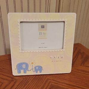 Elephant Picture Frame for Baby Nursery - Cream and Blue